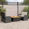 Image de Vidaxl Salon De Jardin 3 Pcs Avec Coussins Noir RÃ©sine TressÃ©e