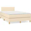 Image de vidaXL Sommier Ã  lattes de lit avec matelas crÃ¨me 120x190 cm tissu