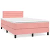 Image de vidaXL Sommier Ã  lattes de lit avec matelas rose 120x190 cm velours
