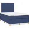 Image de vidaXL Sommier Ã  lattes de lit avec matelas bleu 120x190 cm tissu