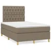 Image de vidaXL Sommier Ã  lattes de lit avec matelas taupe 120x190 cm tissu