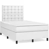 Image de vidaXL Sommier Ã  lattes de lit avec matelas blanc 120x190cm similicuir