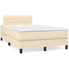 Image de vidaXL Sommier Ã  lattes de lit matelas et LED crÃ¨me 120x190 cm tissu