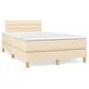 Image de vidaXL Sommier Ã  lattes de lit matelas et LED crÃ¨me 120x190 cm tissu