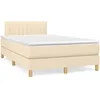 Image de vidaXL Sommier Ã  lattes de lit matelas et LED crÃ¨me 120x190 cm tissu