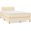 Image de vidaXL Sommier Ã  lattes de lit matelas et LED crÃ¨me 120x190 cm tissu