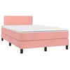 Image de vidaXL Sommier Ã  lattes de lit et matelas LED rose 120x190 cm velours