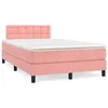 Image de vidaXL Sommier Ã  lattes de lit et matelas LED rose 120x190 cm velours