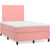 Image de vidaXL Sommier Ã  lattes de lit et matelas LED rose 120x190 cm velours