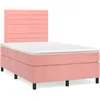 Image de vidaXL Sommier Ã  lattes de lit et matelas LED rose 120x190 cm velours