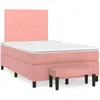 Image de vidaXL Sommier Ã  lattes de lit avec matelas rose 120x190 cm velours