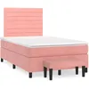 Image de vidaXL Sommier Ã  lattes de lit avec matelas rose 120x190 cm velours