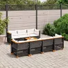 Image de Vidaxl Salon De Jardin 8 Pcs Avec Coussins Noir RÃ©sine TressÃ©e