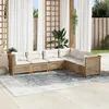 Image de Vidaxl Salon De Jardin Avec Coussins 6 Pcs Beige RÃ©sine TressÃ©e