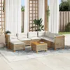 Image de Vidaxl Salon De Jardin Avec Coussins 8 Pcs Beige RÃ©sine TressÃ©e