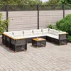 Image de Vidaxl Salon De Jardin 10 Pcs Avec Coussins Noir RÃ©sine TressÃ©e