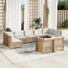 Image de Vidaxl Salon De Jardin Avec Coussins 9 Pcs Beige RÃ©sine TressÃ©e