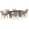 Image de vidaXL Ensemble de repas extÃ©rieur 7 pcs Gris clair 190 x 80 x 74 cm