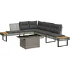 Image de Vidaxl Salon De Jardin Avec Coussins 2pcs Gris RÃ©sine TressÃ©e Et Verre