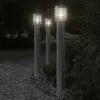 Image de Vidaxl Lampadaires D'extÃ©rieur 3 Pcs ArgentÃ© 110 Cm Acier Inoxydable