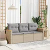 Image de Vidaxl Salon De Jardin Avec Coussins 3 Pcs Beige RÃ©sine TressÃ©e