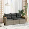 Image de Vidaxl Salon De Jardin Avec Coussins 3 Pcs Gris RÃ©sine TressÃ©e