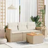 Image de Vidaxl Salon De Jardin Avec Coussins 4 Pcs Beige RÃ©sine TressÃ©e