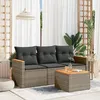 Image de Vidaxl Salon De Jardin 4 Pcs Avec Coussins Gris RÃ©sine TressÃ©e