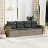 Image de Vidaxl Salon De Jardin 4 Pcs Avec Coussins Gris RÃ©sine TressÃ©e