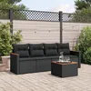 Image de Vidaxl Salon De Jardin 5 Pcs Avec Coussins Noir RÃ©sine TressÃ©e