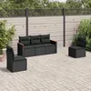 Image de Vidaxl Salon De Jardin 5 Pcs Avec Coussins Noir RÃ©sine TressÃ©e