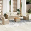 Image de Vidaxl Salon De Jardin Avec Coussins 6 Pcs Beige RÃ©sine TressÃ©e