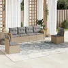 Image de Vidaxl Salon De Jardin Avec Coussins 6 Pcs Beige RÃ©sine TressÃ©e