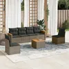 Image de Vidaxl Salon De Jardin Avec Coussins 7 Pcs Gris RÃ©sine TressÃ©e