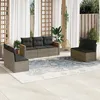 Image de Vidaxl Salon De Jardin Avec Coussins 7 Pcs Gris RÃ©sine TressÃ©e