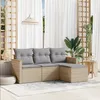 Image de Vidaxl Salon De Jardin Avec Coussins 4 Pcs Beige RÃ©sine TressÃ©e