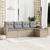 Image de Vidaxl Salon De Jardin Avec Coussins 5 Pcs Beige RÃ©sine TressÃ©e