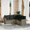 Image de Vidaxl Salon De Jardin 5 Pcs Avec Coussins Gris RÃ©sine TressÃ©e
