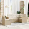 Image de Vidaxl Salon De Jardin Avec Coussins 5 Pcs Beige RÃ©sine TressÃ©e