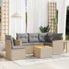 Image de Vidaxl Salon De Jardin Avec Coussins 6 Pcs Beige RÃ©sine TressÃ©e