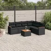Image de Vidaxl Salon De Jardin 7 Pcs Avec Coussins Noir RÃ©sine TressÃ©e
