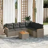 Image de Vidaxl Salon De Jardin Avec Coussins 7 Pcs Gris RÃ©sine TressÃ©e
