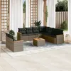 Image de Vidaxl Salon De Jardin Avec Coussins 10 Pcs Gris RÃ©sine TressÃ©e