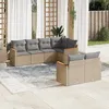Image de Vidaxl Salon De Jardin Avec Coussins 7 Pcs Beige RÃ©sine TressÃ©e