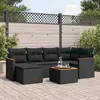 Image de Vidaxl Salon De Jardin 7 Pcs Avec Coussins Noir RÃ©sine TressÃ©e