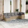 Image de Vidaxl Salon De Jardin Avec Coussins 7 Pcs Beige RÃ©sine TressÃ©e