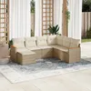 Image de Vidaxl Salon De Jardin Avec Coussins 7 Pcs Beige RÃ©sine TressÃ©e