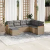 Image de Vidaxl Salon De Jardin Avec Coussins 7 Pcs Beige RÃ©sine TressÃ©e