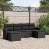 Image de Vidaxl Salon De Jardin 6 Pcs Avec Coussins Noir RÃ©sine TressÃ©e