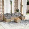 Image de Vidaxl Salon De Jardin Avec Coussins 8 Pcs Beige RÃ©sine TressÃ©e